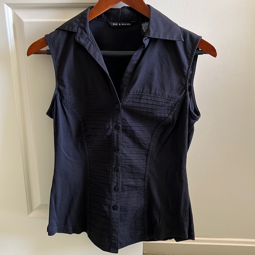 Zac & Rachel Black Button Down Tank, Size Small